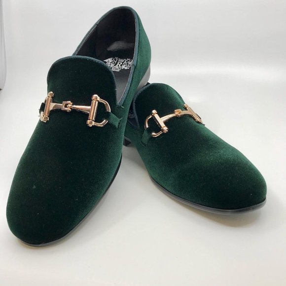 New Men\'s Green Slip On Suede Round Toe Shoes